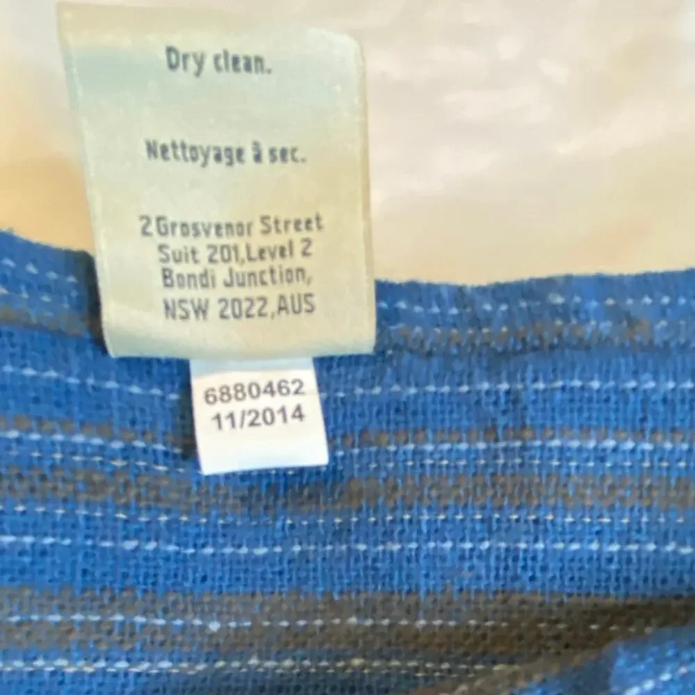 Vintage Blue‎ Brown striped Cotton Fringed 18 x 108 POTTERY BARN Table Runner